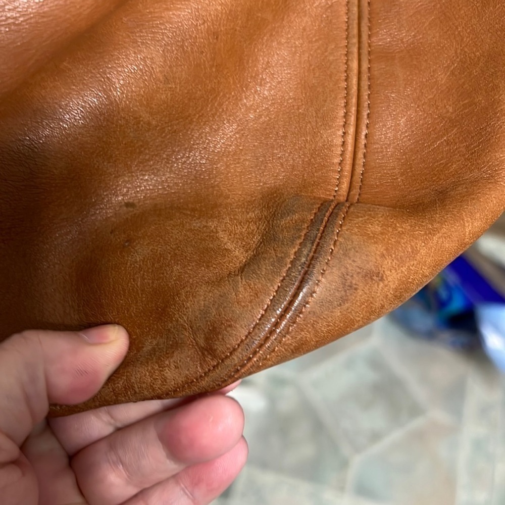 VTG COACH tote bucket bag naturally aged brown leather DYI beauty flawed gem - Picture 11 of 17